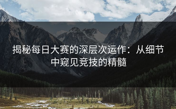 揭秘每日大赛的深层次运作：从细节中窥见竞技的精髓